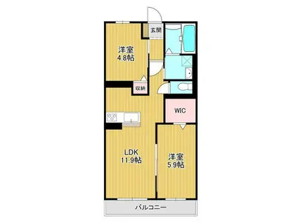 メルベーユ(2LDK/1階)の間取り写真