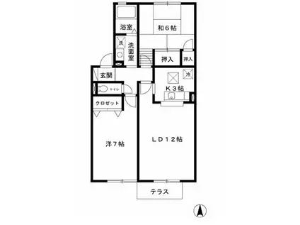 ハインベルク篠山壱番館(2LDK/1階)の間取り写真