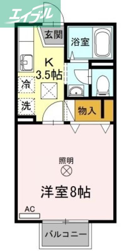 メゾンたちばなC棟(1K/1階)の間取り写真