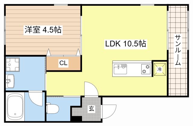 GROVE NOA(1LDK/1階)の間取り写真