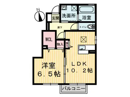 ラ・カンパーニュ(1LDK/1階)の間取り写真