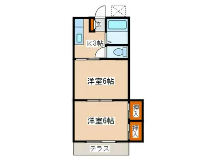 第二綾西ハイツ(2K/1階)の間取り写真