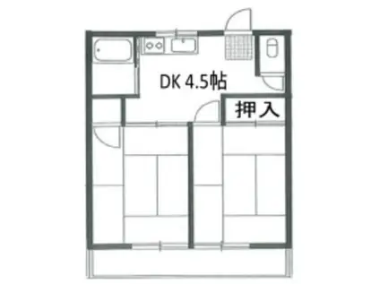 シモンハイツ(2DK/2階)の間取り写真