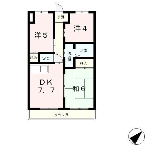ブライトンステージA棟(3DK/3階)の間取り写真