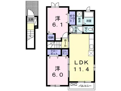 マリッチYS.壱番館(2LDK/2階)の間取り写真