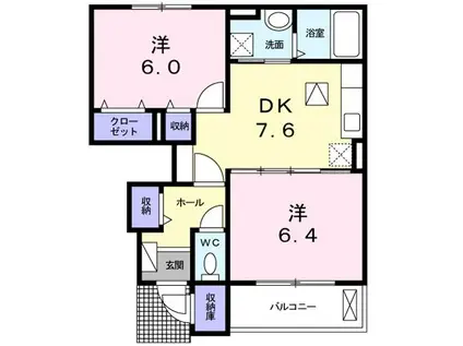 グリーン・グリーン B(2DK/1階)の間取り写真