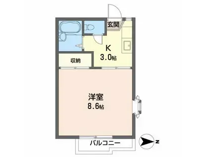 KSCOM(1K/2階)の間取り写真