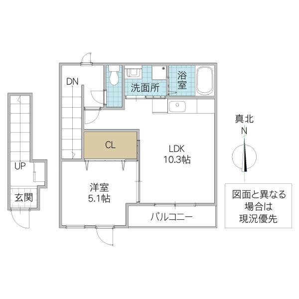 ロングパイン(1LDK/2階)の間取り写真