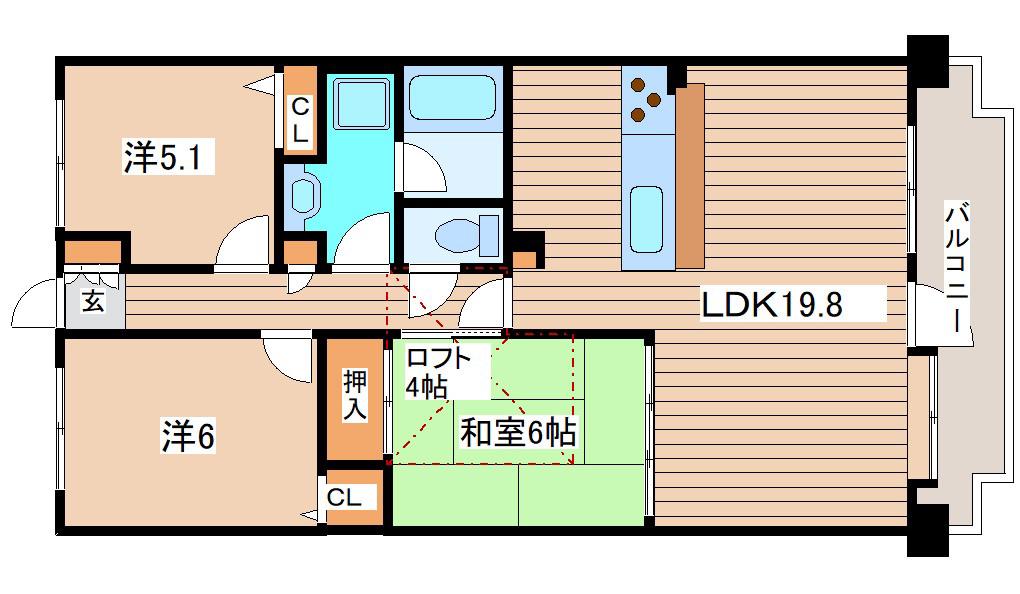 ライオンズガーデン泉中央(3LDK/10階)の間取り写真