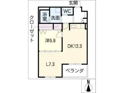 ベルフォーレ(1LDK/1階)の間取り写真
