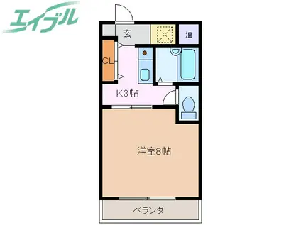 Kハウス(1K/5階)の間取り写真