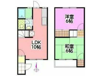 ヴィレッジ・ラポールB(2LDK/1階)の間取り写真