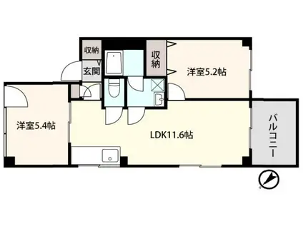 福室ビルディング(2LDK/4階)の間取り写真