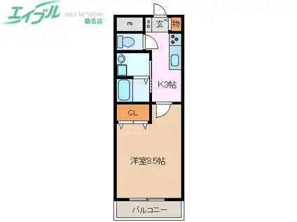 セピアコートIII(1K/2階)の間取り写真