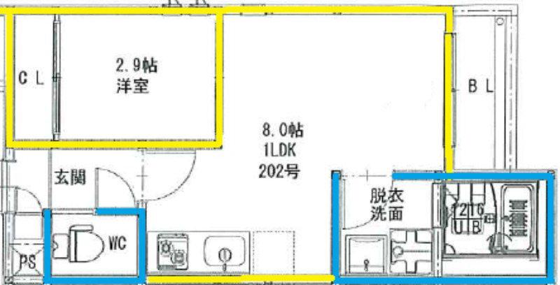 G-SMART黒髪(1LDK/1階)の間取り写真