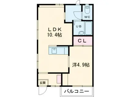 ベルハイツ(1LDK/1階)の間取り写真