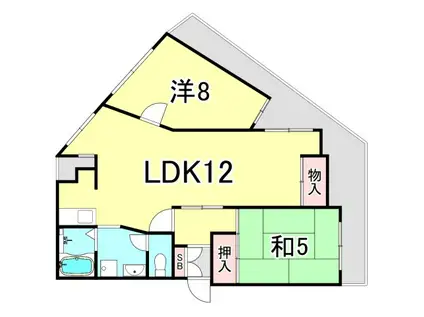 苦楽園タウンハイツ(2LDK/2階)の間取り写真
