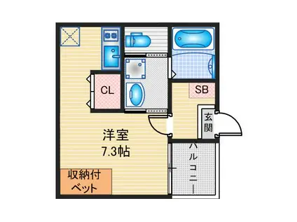 ハーモニーテラス高道町IV(1K/1階)の間取り写真