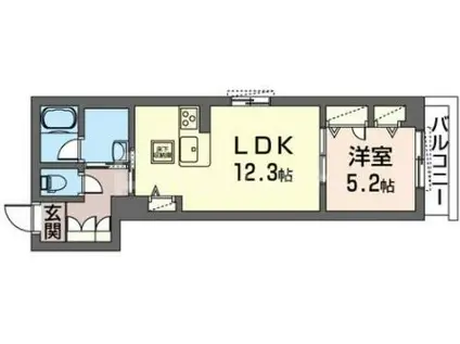 ローリエン(1LDK/2階)の間取り写真