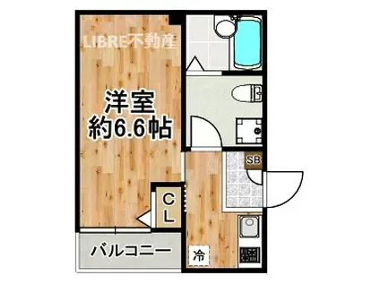 THE CITY 梅香(1K/1階)の間取り写真