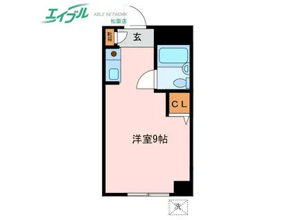 シティハウス松阪(ワンルーム/2階)の間取り写真