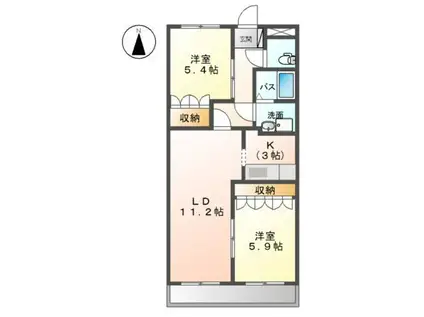 ローズマリーI(2LDK/1階)の間取り写真