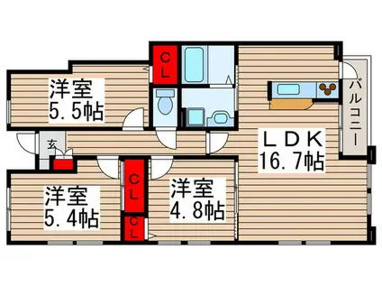CONFORT STAGE MYODEN A棟(3LDK/1階)の間取り写真