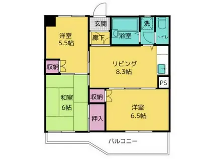 ピアチェーヴォレ(3DK/3階)の間取り写真