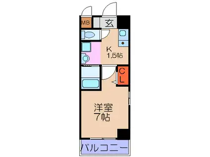 サキモトレジデンス福島(1K/4階)の間取り写真