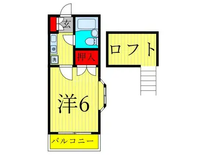 パレノーブル大谷田(1K/2階)の間取り写真