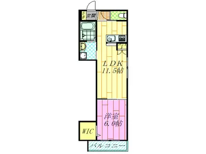 KIHACHI ウエスト(1LDK/3階)の間取り写真