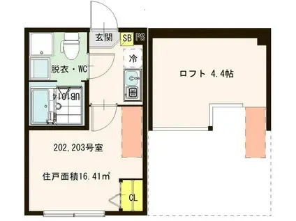 OTTANTATRE 北綾瀬(1K/2階)の間取り写真