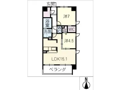ブリスコート鳴子北(2LDK/7階)の間取り写真