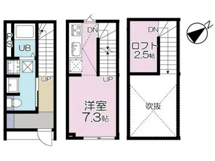 モクテラスネリマヴィラ(ワンルーム/2階)の間取り写真