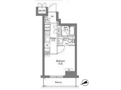 プラウドフラット神楽坂(1K/4階)の間取り写真