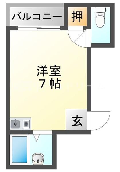 アルコバレーノ(ワンルーム/4階)の間取り写真