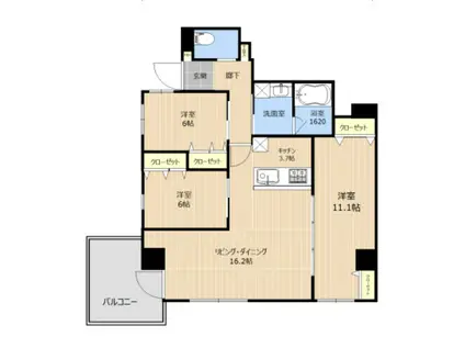 T.PROUD水前寺公園(3LDK/4階)の間取り写真