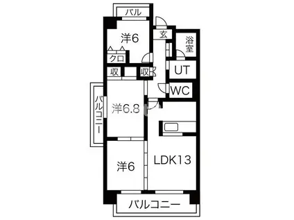 ルーヴェン ブルン(3LDK/7階)の間取り写真