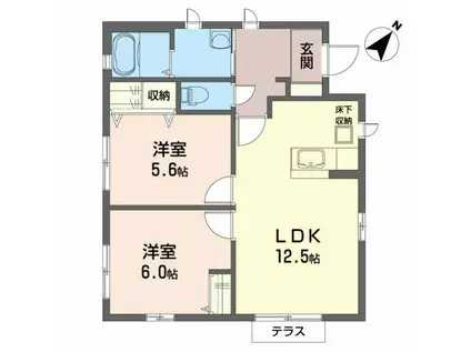 ラヴィーヌ5番館(2LDK/1階)の間取り写真