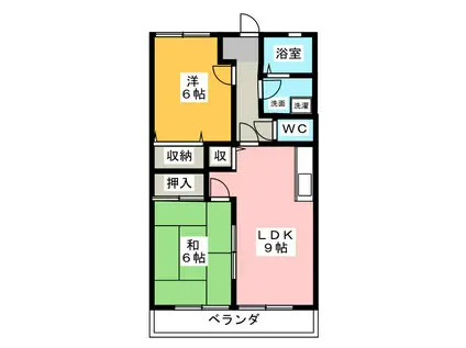 ハイツピアB(2LDK/2階)の間取り写真