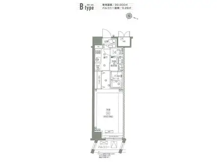 ZOOM北千住(1K/3階)の間取り写真