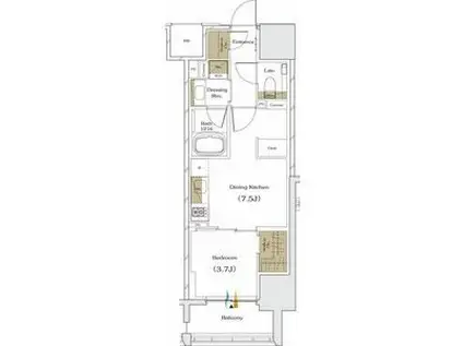 ザ・パークハビオ谷町六丁目クロス(1DK/10階)の間取り写真