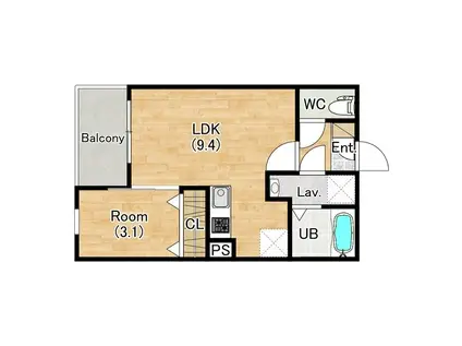 ジーメゾン松原(1LDK/2階)の間取り写真