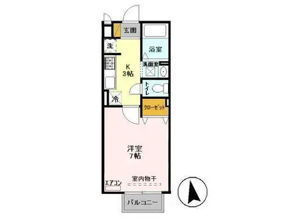 セピアコートE(1K/2階)の間取り写真