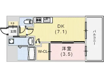 セレニテ三宮プリエ(1DK/8階)の間取り写真