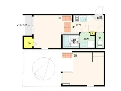 若林ベース(1K/2階)の間取り写真