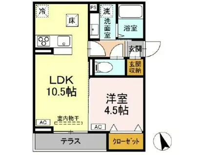 ASSET-COURT堀之内(1LDK/1階)の間取り写真