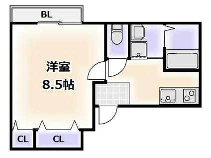 フジパレス天王寺東III番館(1K/2階)の間取り写真