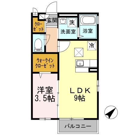 エクセレン(1LDK/2階)の間取り写真