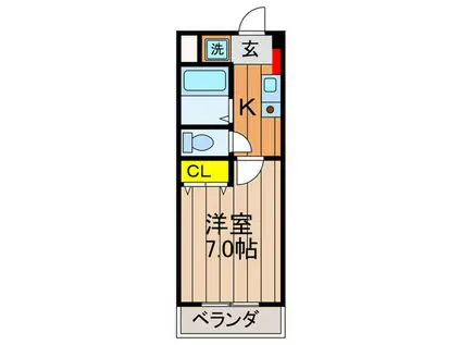 アルファクラジュくずは2(1K/4階)の間取り写真